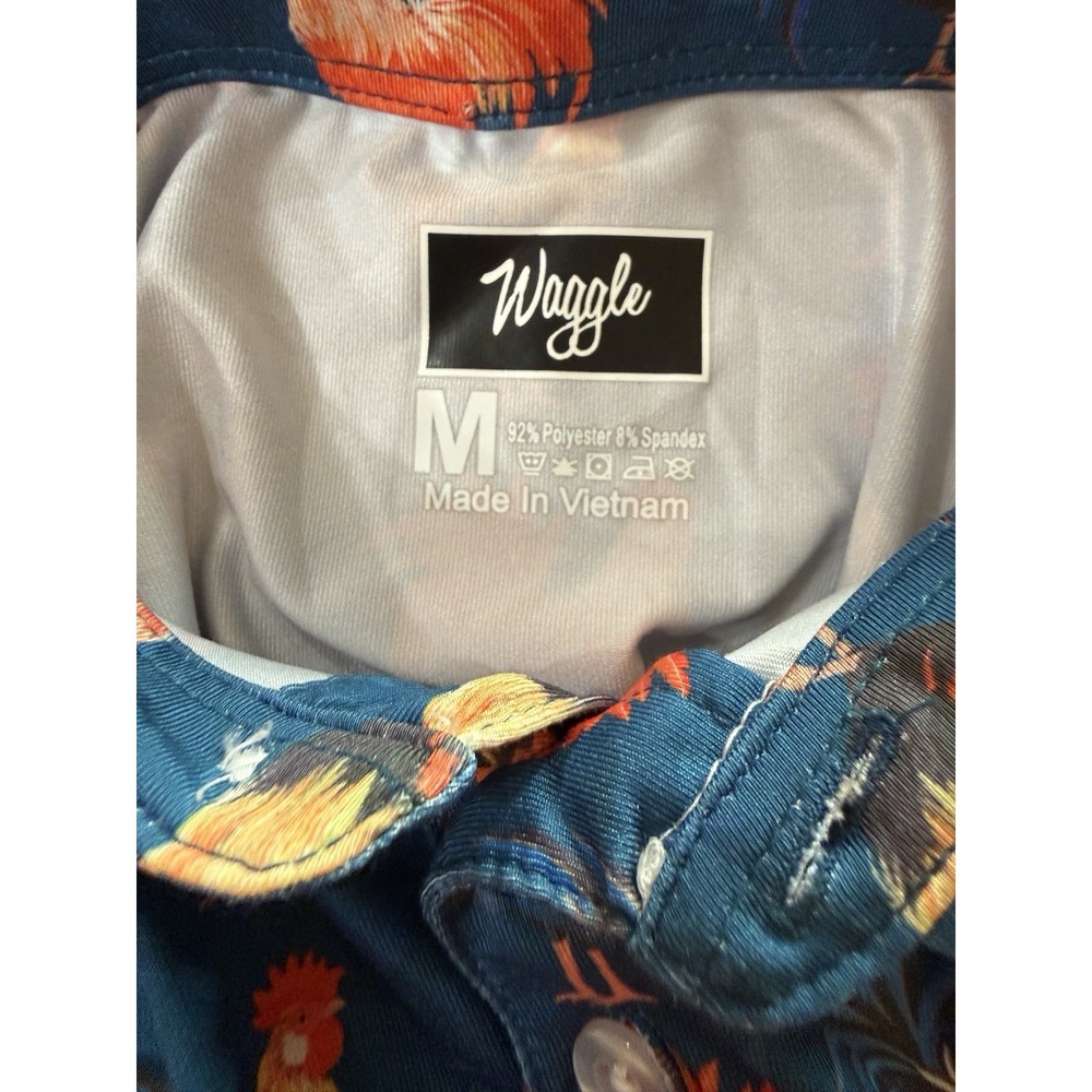 Waggle Boys Golf Rack Polo Shirt Short Sleeve Size Medium Navy Rooster Active - Picture 5 of 5